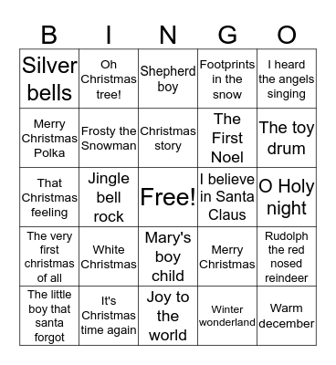 Christmas songs Bingo Card