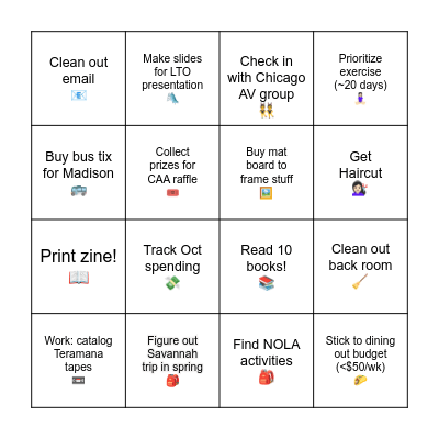 November 2025 Bingo Card