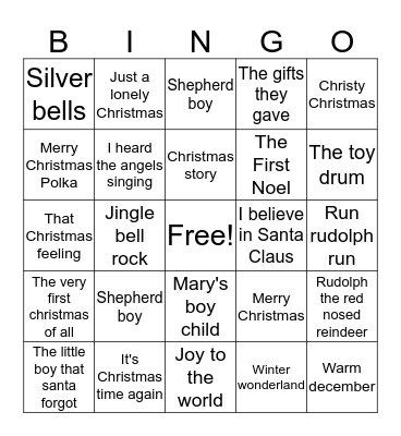 Christmas songs Bingo Card