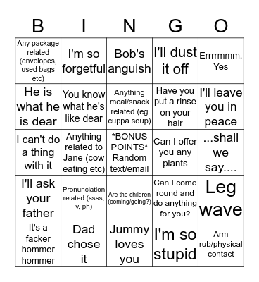 Jum-go Bingo Card