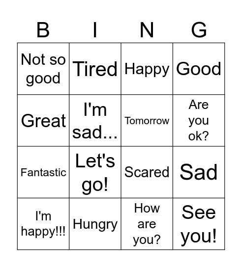 How are you? Bingo Card