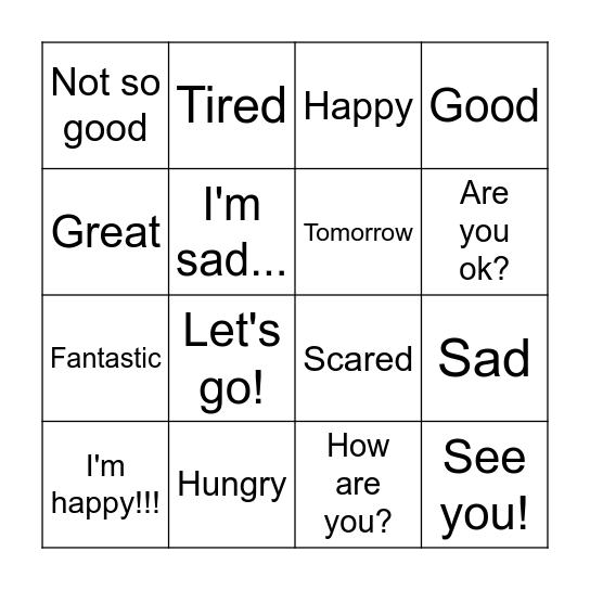 How are you? Bingo Card