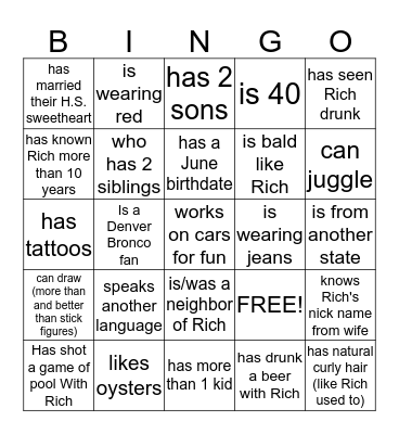 People Bingo Card