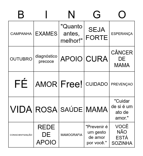 OUTUBRO ROSA Bingo Card