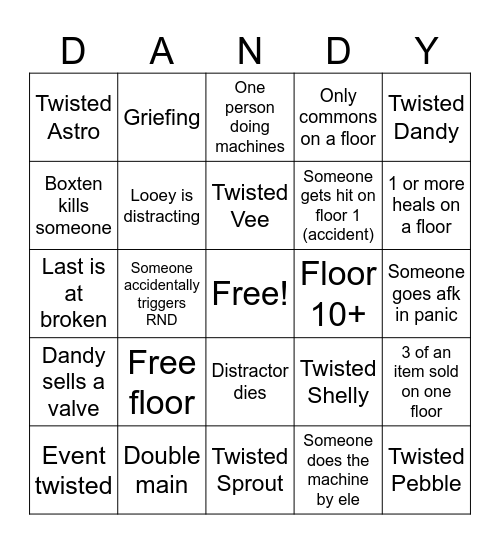 Public/discord run bingo Card