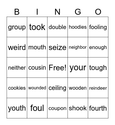Tricky Vowel Teams BINGO Card