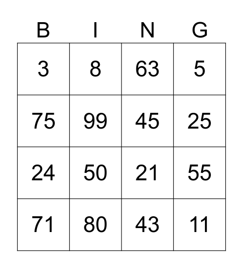 Bingo Oma 80 Bingo Card