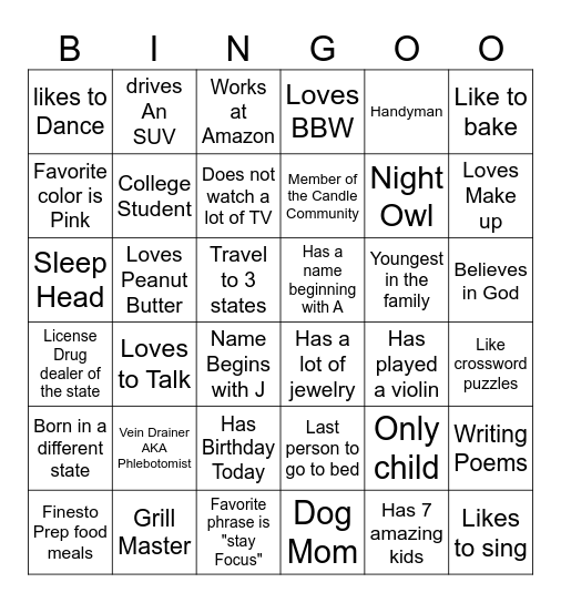 Human Bingo Card