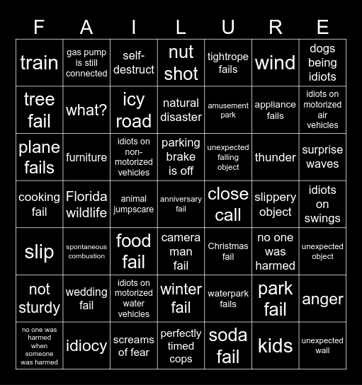 FailArmy V7 Bingo Card