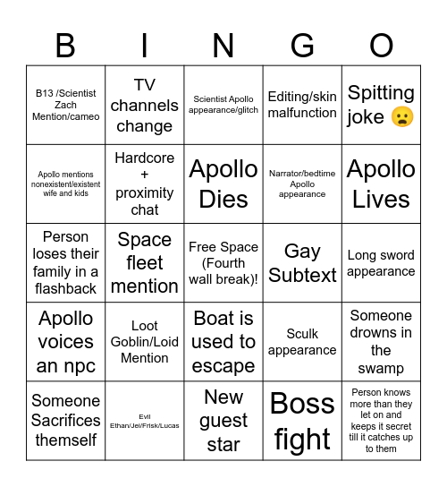 Apollo Bingo Card💃🕺 Bingo Card