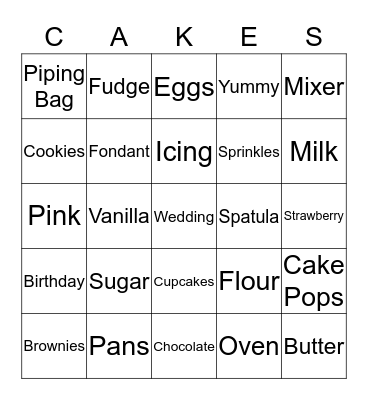 Cupcake Bingo Card