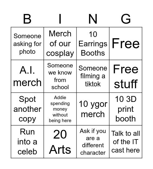 Spooky Empire Bingo Card