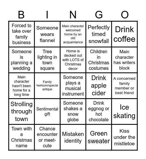 Hallmark Christmas Movie Bingo Card