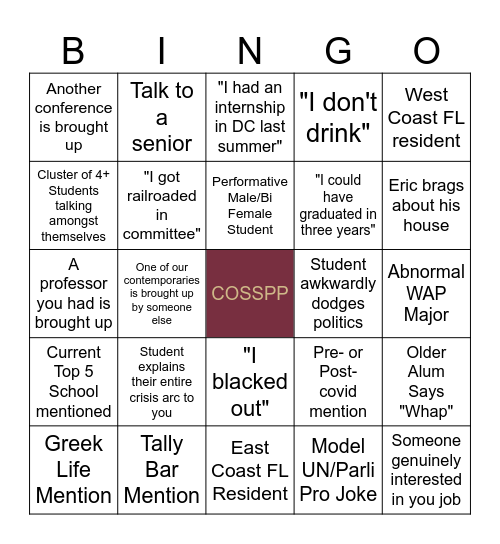 WAP Bingo Card