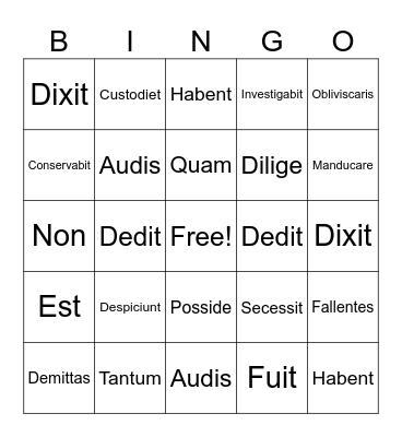 Verbs And Adverbs Bingo Card