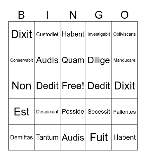 Verbs And Adverbs Bingo Card