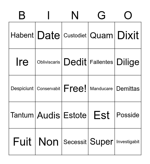 Verbs And Adverbs Bingo Card