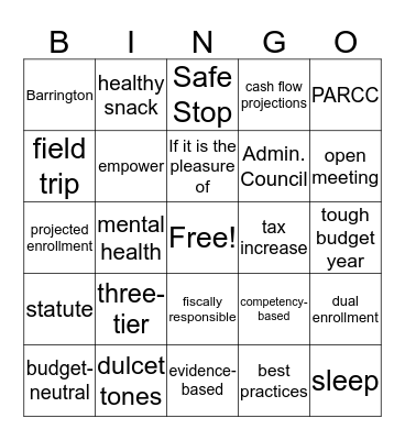 EG School Committee BINGO Card