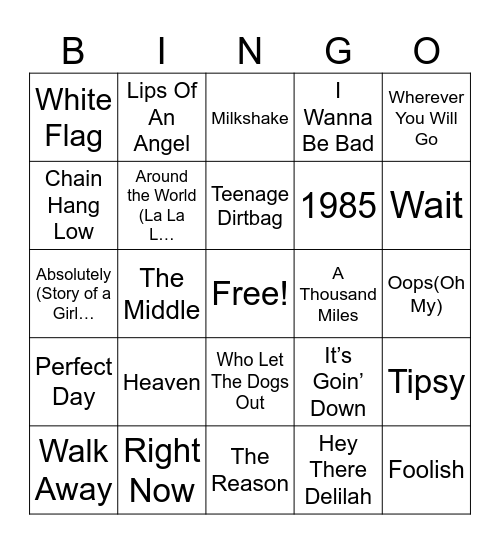 Front Row Bingo (1) Bingo Card