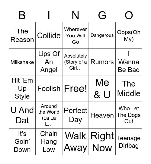 xxxxx  3  xxxxx Bingo Card