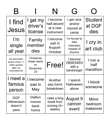 2026 Personal Bingo Card