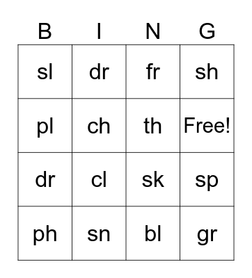 Blends Bingo Card