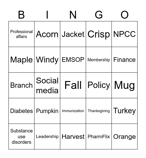 APhA-ASP Bingo Card