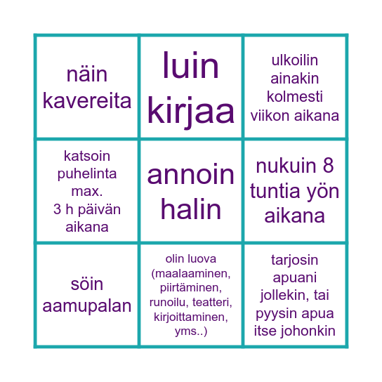 Hyvinvointibingo Card