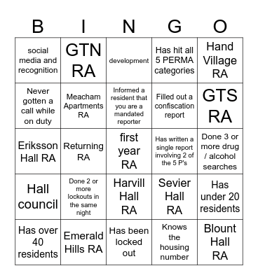 Housing Bingo Card
