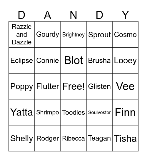 Dandys World Twisteds Bingo Card