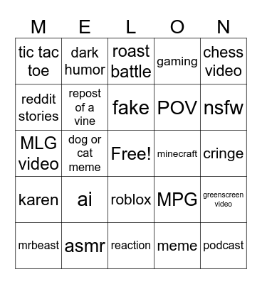 yt shorts Bingo Card