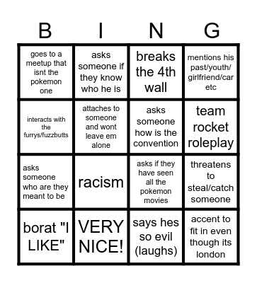 giovanni Bingo Card
