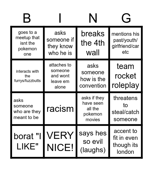 giovanni Bingo Card