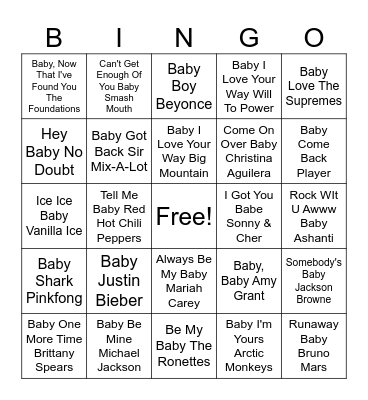 Denise's Baby Shower Bingo Card