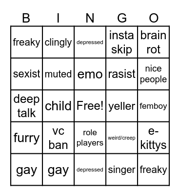 Neigorhbs bingo Card