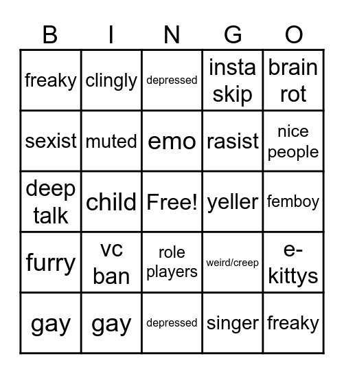 Neigorhbs bingo Card