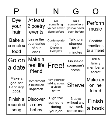 November Pingo Bingo Card