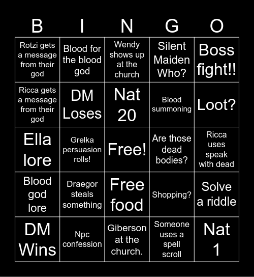 Fishing Dreams: Session 20 Bingo Card