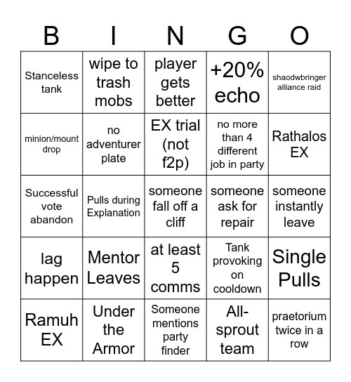 Mentor Roulette Bingo Card