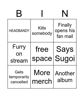 Jschlatt 2025 bingo Card