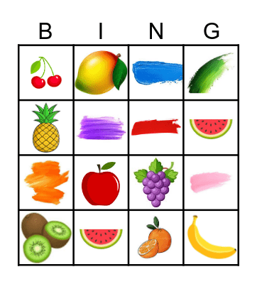 Fruits and Colors Bingo Card