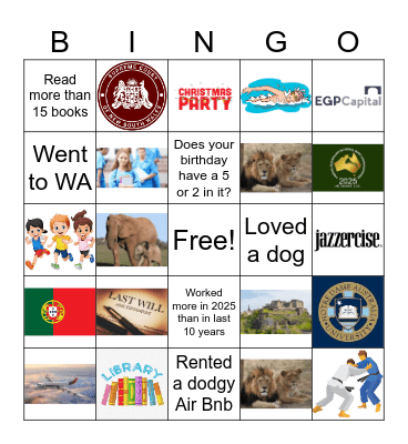 Sawyer- Skinstad Year in review Bingo Card