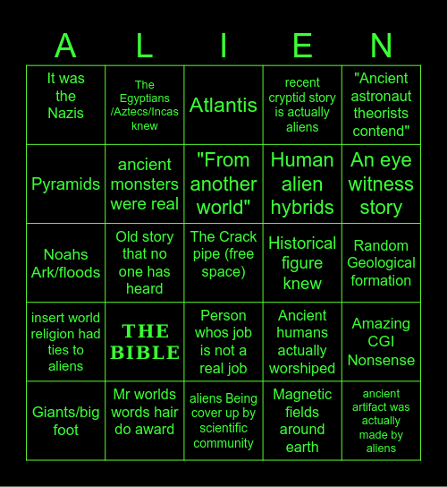 ANCIENT ALIEN BINGO Card