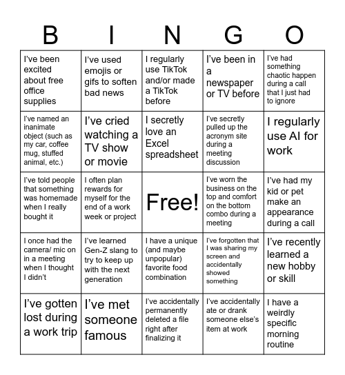 Security Product Line LT Bingo Card