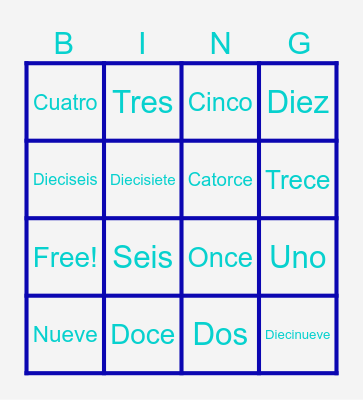 Números Bingo Card