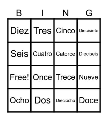 Números Bingo Card