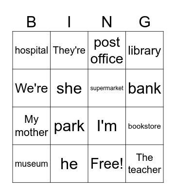 Where are you going?  Where is she/he going? Bingo Card