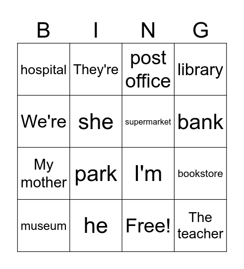 Where are you going?  Where is she/he going? Bingo Card