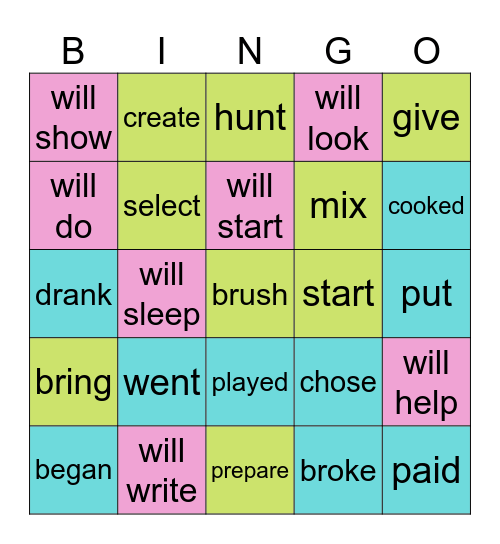 PRESENT, PAST, FUTURE Bingo Card