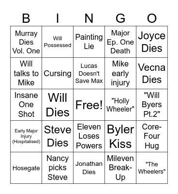 Stranger Things 5 BINGO Card